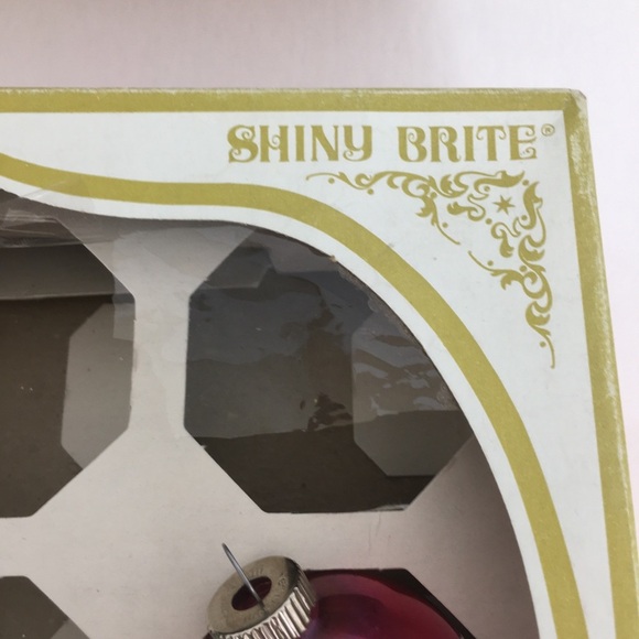 Vintage Shiny Brite Glass Christmas Bulbs Ornaments 4 Mid Century Original Box - Picture 11 of 16